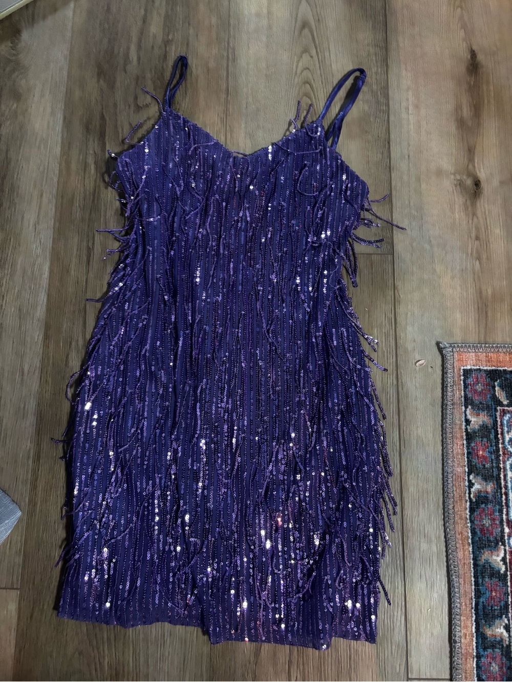 Sequin Purple Sequin Fringe Slip flapper Dress size small